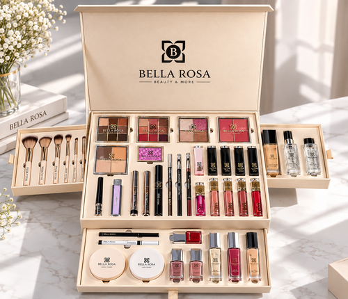 BELLA ROSA Coffret Maquillage Professionnel Complet - Kit Maquillage avec Pinceaux, Palette Fards à Paupières, Rouge à Lèvres, Fond de Teint, Poudre et Mascara