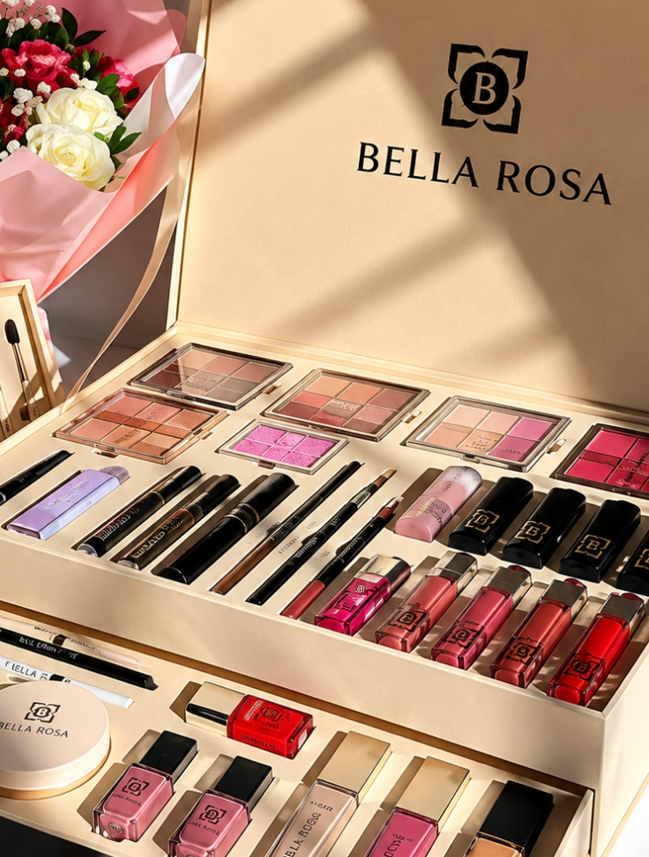 BELLA ROSA Coffret Maquillage Professionnel Complet - Kit Maquillage avec Pinceaux, Palette Fards à Paupières, Rouge à Lèvres, Fond de Teint, Poudre et Mascara